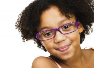 Beautiful girl wearing eyeglasses isolated over white
